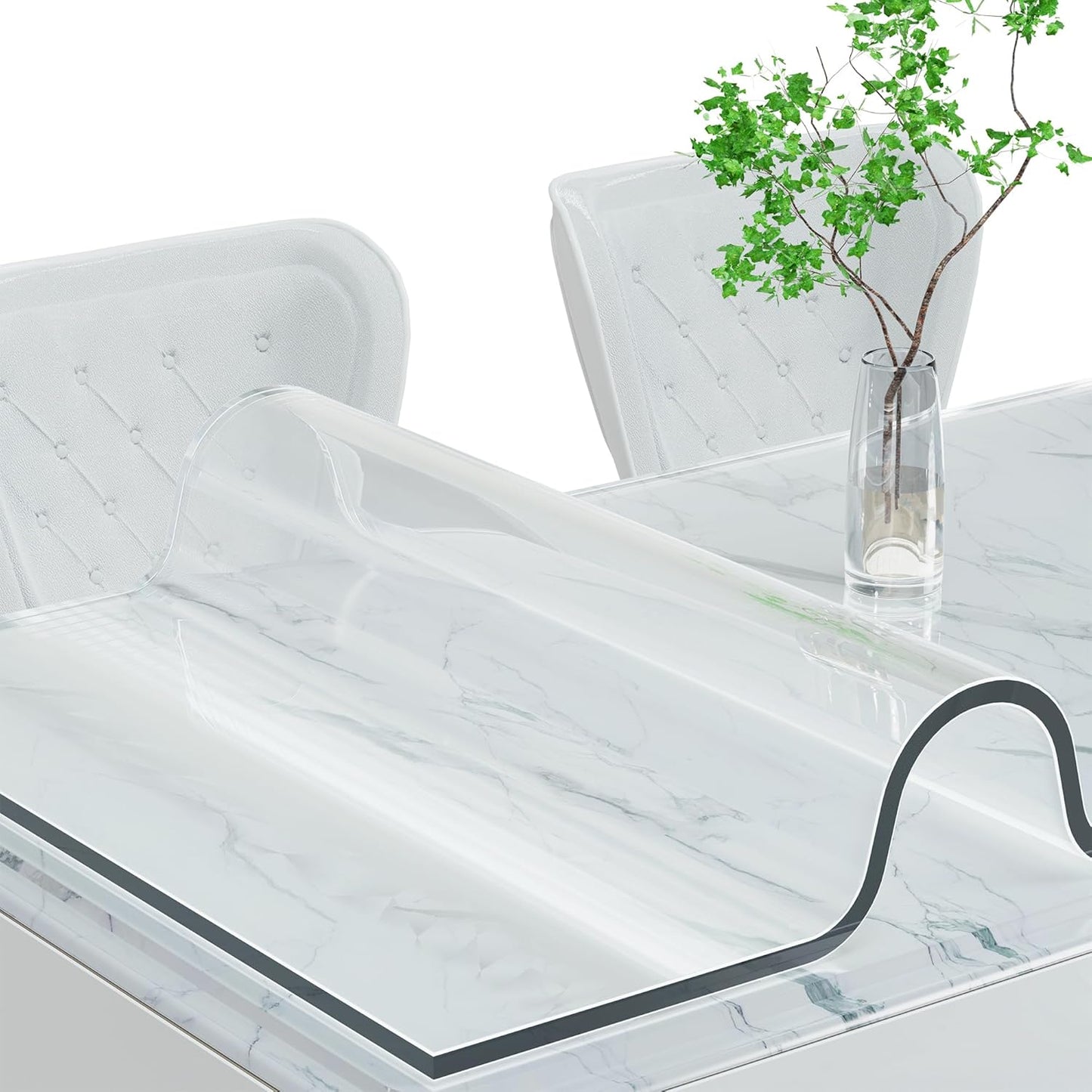 ETECHMART Clear Round Table Cover Protector 48'', 2.0mm Thick Vinyl Waterproof Transparent Table Protector, Non-Slip Heat Resistant Clear Plastic Table Cover Protector for Coffee Table Hard Floor