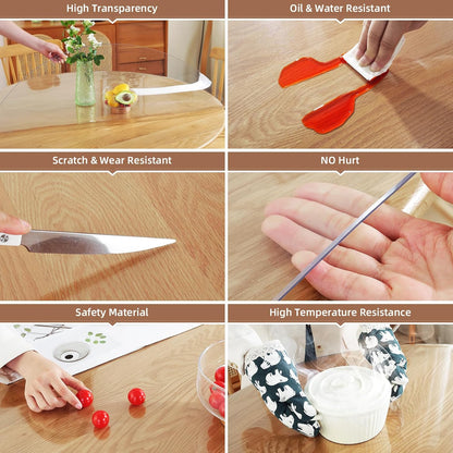 Warmstar Clear Table Protector 2mm Thick, Dia.48 Inch Round Table Cover Protector, Plastic Table Cover, Clear Desk Mat Desk Pad, Desk Protector Mat for Coffee Table, Writing Desk, Dining Room