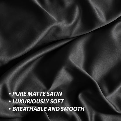 Cosmoluxe King Size Comforter Set, Satin Comforter Sets for All Season, 3 Pieces Reversible Lightweight and Breathable Bedding Sets with 1 Silky Comforter and 2 Pillow Shams (Black)