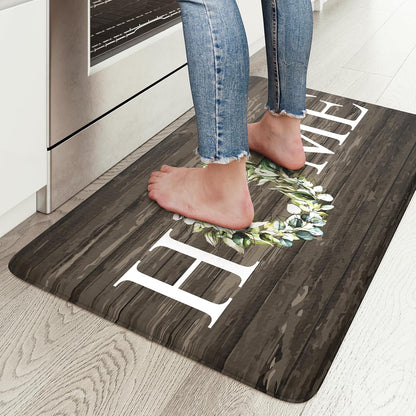 KIMODE Kitchen Anti Fatigue Rug Set of 2, Ergonomic Standing Kitchen Mat Set 2PCS, Farmhouse Kitchen Runner Stain Resistant, Non Slip Waterproof Kitchen Mats for Floor, 20" x 71" + 20" x 32", White