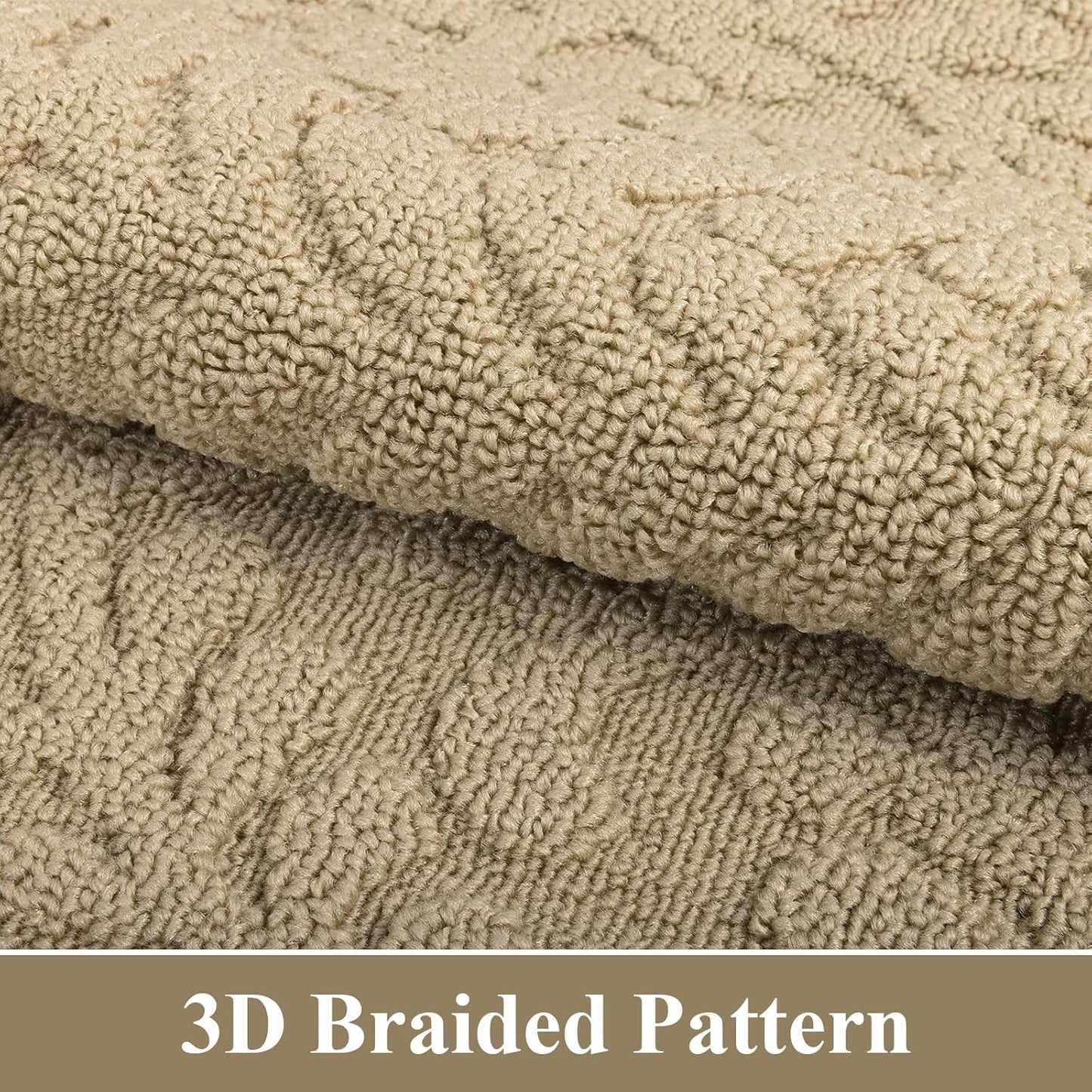 SHACOS Kitchen Rugs Sets of 3 Non Slip Washable Polypropylene Low Pile Absorbent Resist Dirt Kitchen Floor Mat 3 Piece for Entryway, Hallway, Front of Sink (24"x36"+24"x59"+24"x71", Leaves Beige)