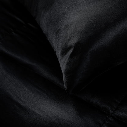 Whale Flotilla 3-Piece Reversible Silky Soft King Size Comforter Bedding Set, Luxurious Satin Comforters Oversized with 2 Satin Pillowcases, Lightweight Duvet for All Seasons, Black